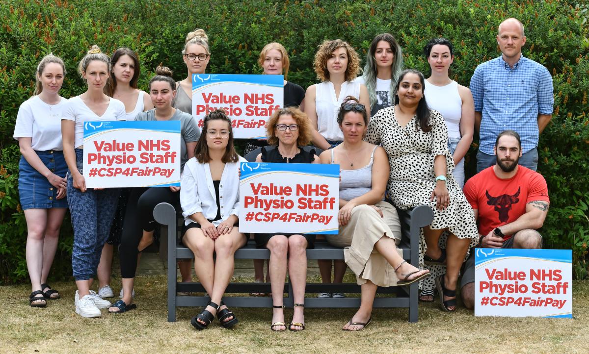 CSP workplace reps make the case for a decent pay rise for NHS staff. Photo credit - Simon Hadley.